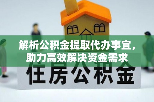 徐闻解析公积金提取代办事宜，助力高效解决资金需求